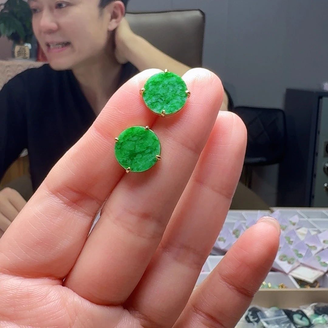 翡翠银S925镶嵌耳饰多样性发货其一