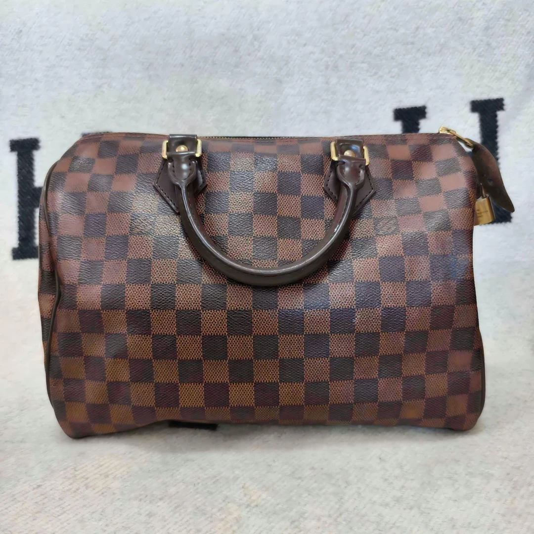 95新 LouisVuitton/路易威登 10-20棕色棋盘格手提包专柜价12000