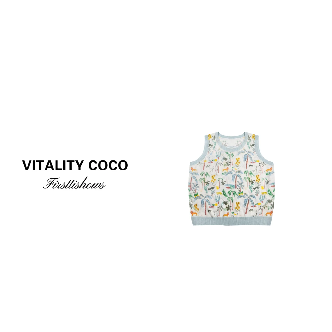 「VITALITY COCO」25年春季上新亚麻光丝女款背心-2043印花