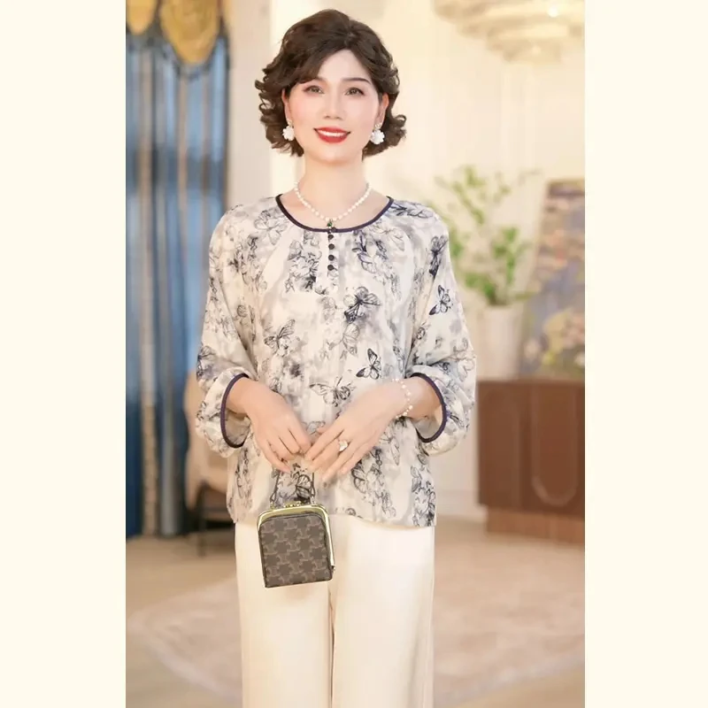 中年妈妈春夏时尚套装2025新款洋气中老年女装春夏休闲时尚套装