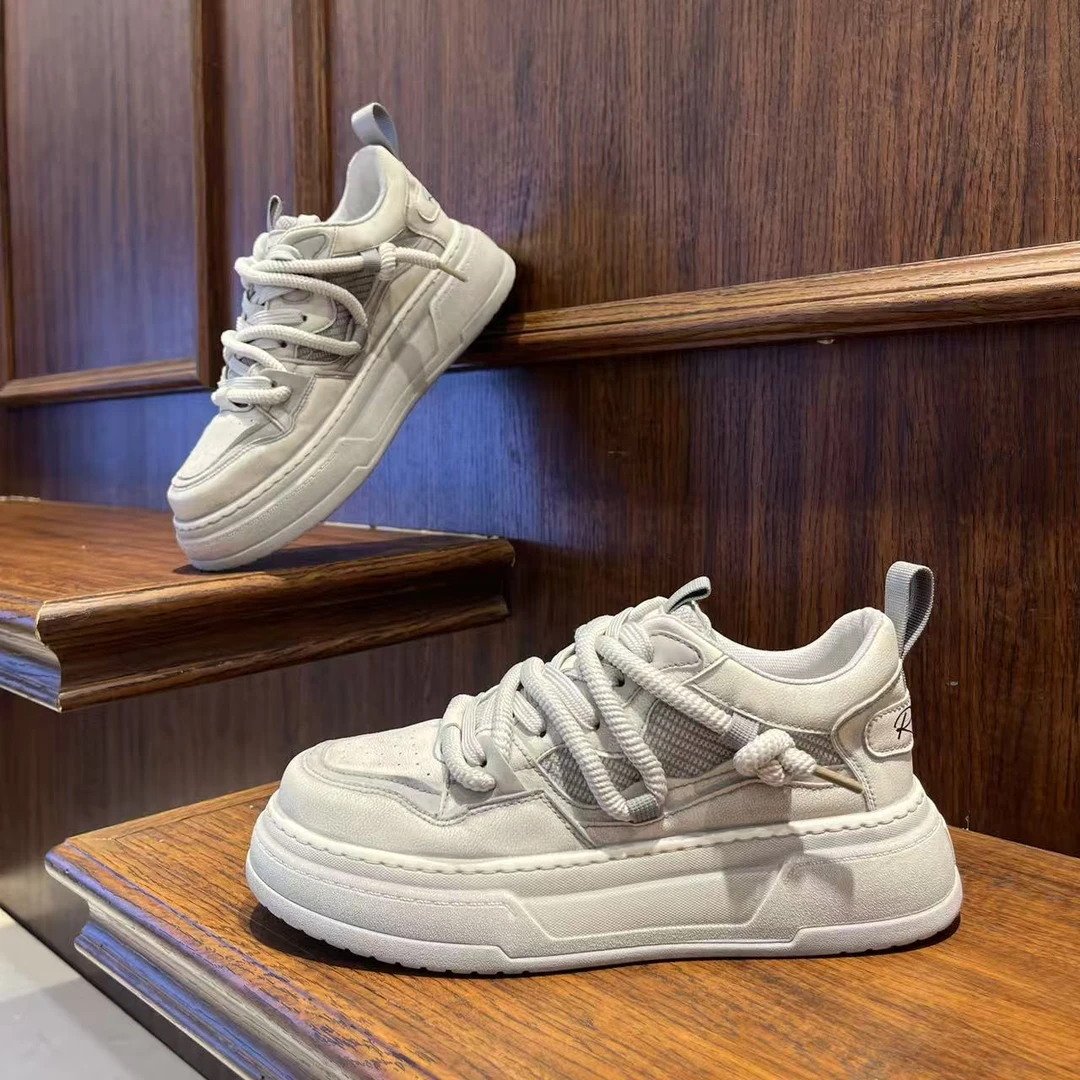 男鞋2025复古做旧秋季个性百搭厚底休闲潮鞋低帮系带时尚男生鞋子