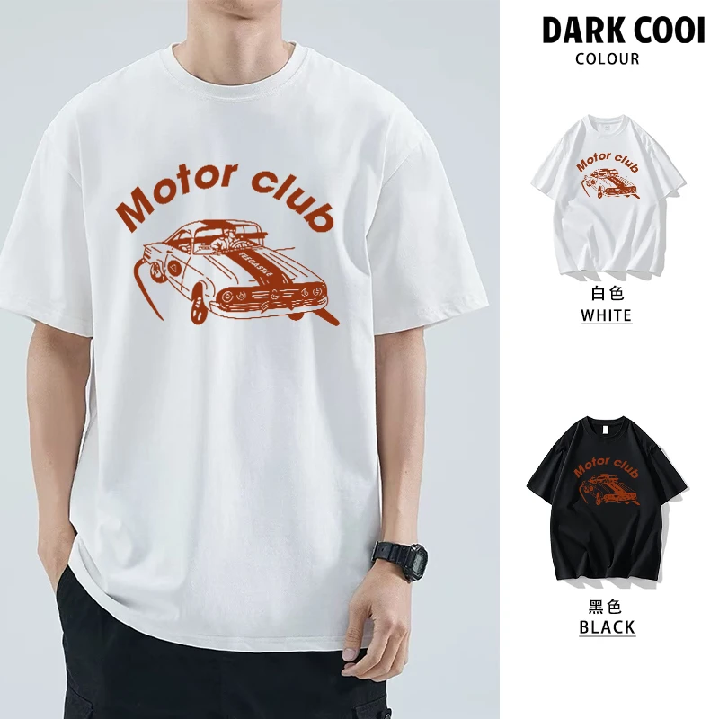 【05motor】短袖T恤夏季纯棉情侣潮流印花半袖t恤宽松圆领男装