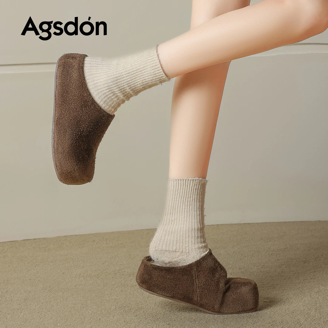 奥古狮登加绒勃肯鞋女2025新款冬季厚底加厚一脚蹬包头拖保暖鞋xx