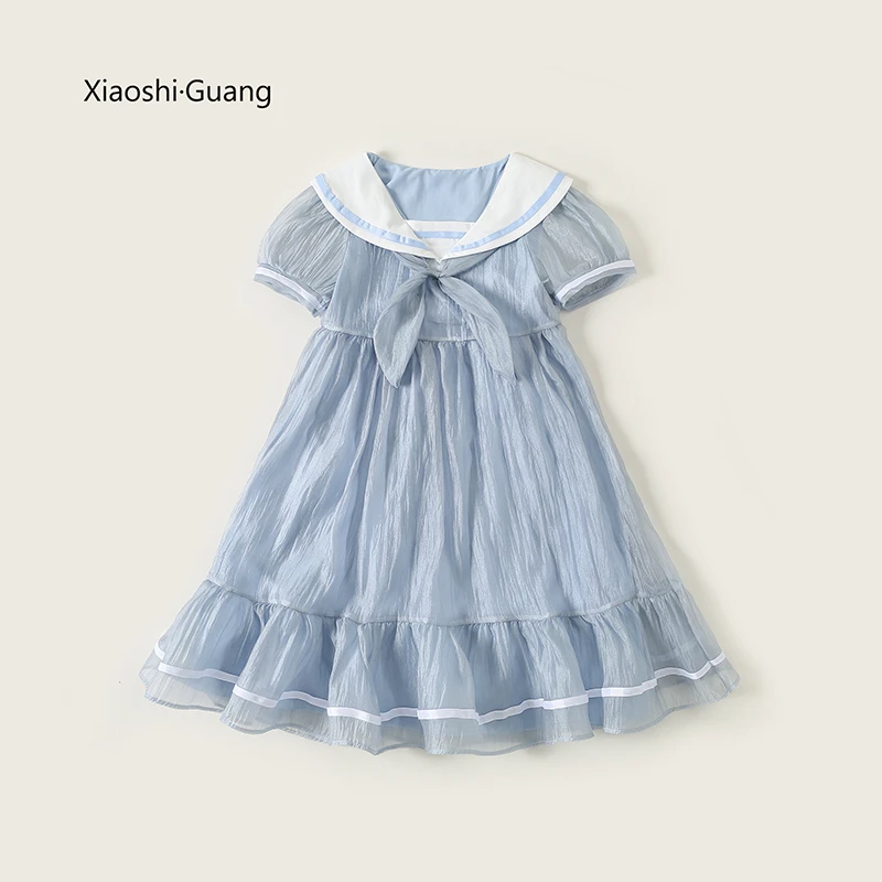 夏季女童2025新款小清新学院风长裙休闲甜美可爱小孩子连衣裙