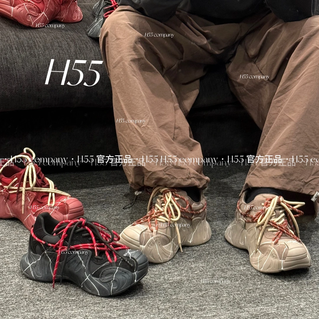 H55-“重塑”泼墨做旧废土风陨石老爹鞋6cm19-2891-RD