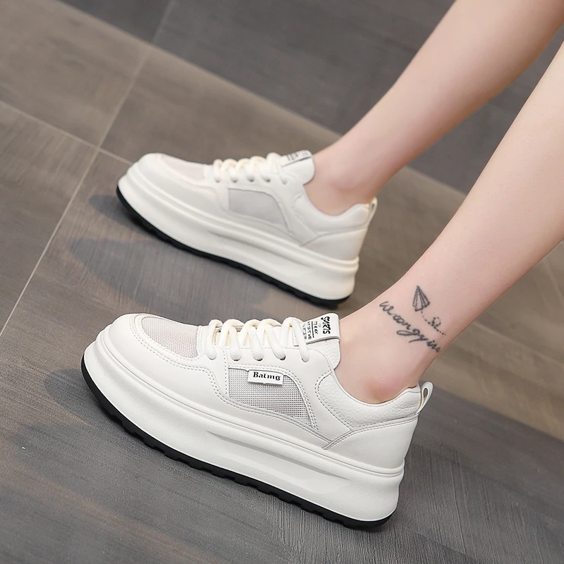 厚底小白鞋女2025新款ins夏季透气百搭网面运动学生休闲鞋板鞋潮