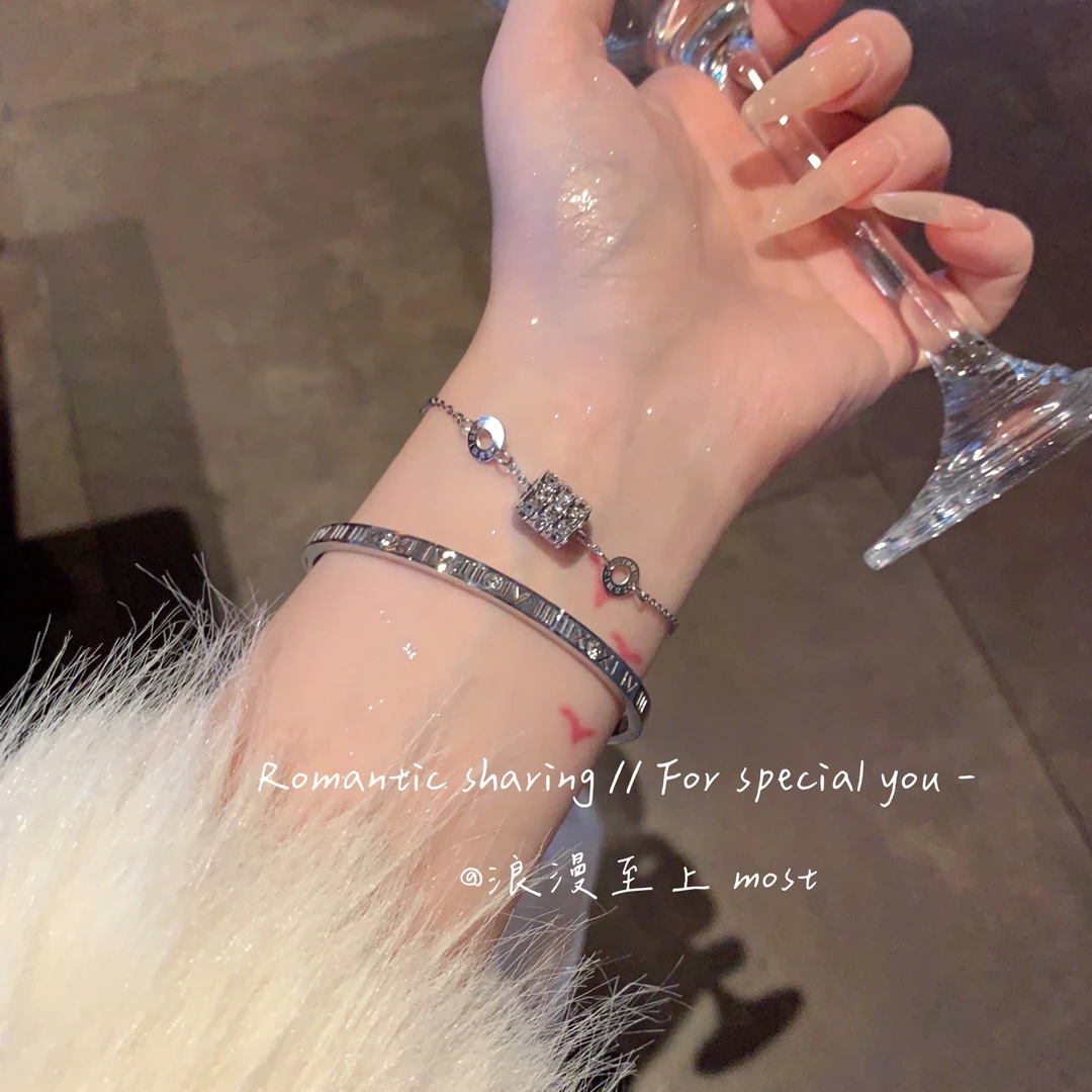 钛钢手链 浪漫钛钢不掉色手镯ins潮百搭轻奢高级感叠戴小蛮腰手链