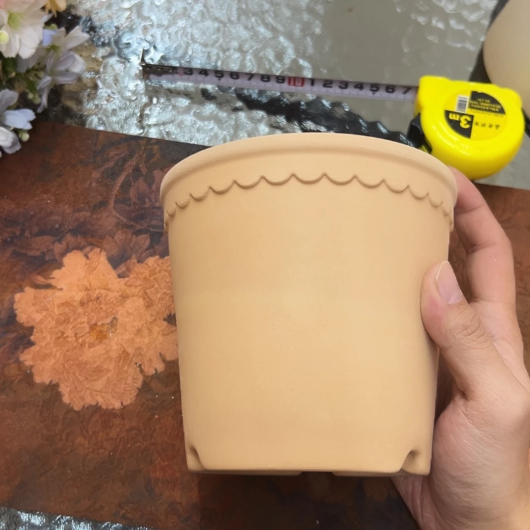 微瑕渐变花边盆14口13高1个