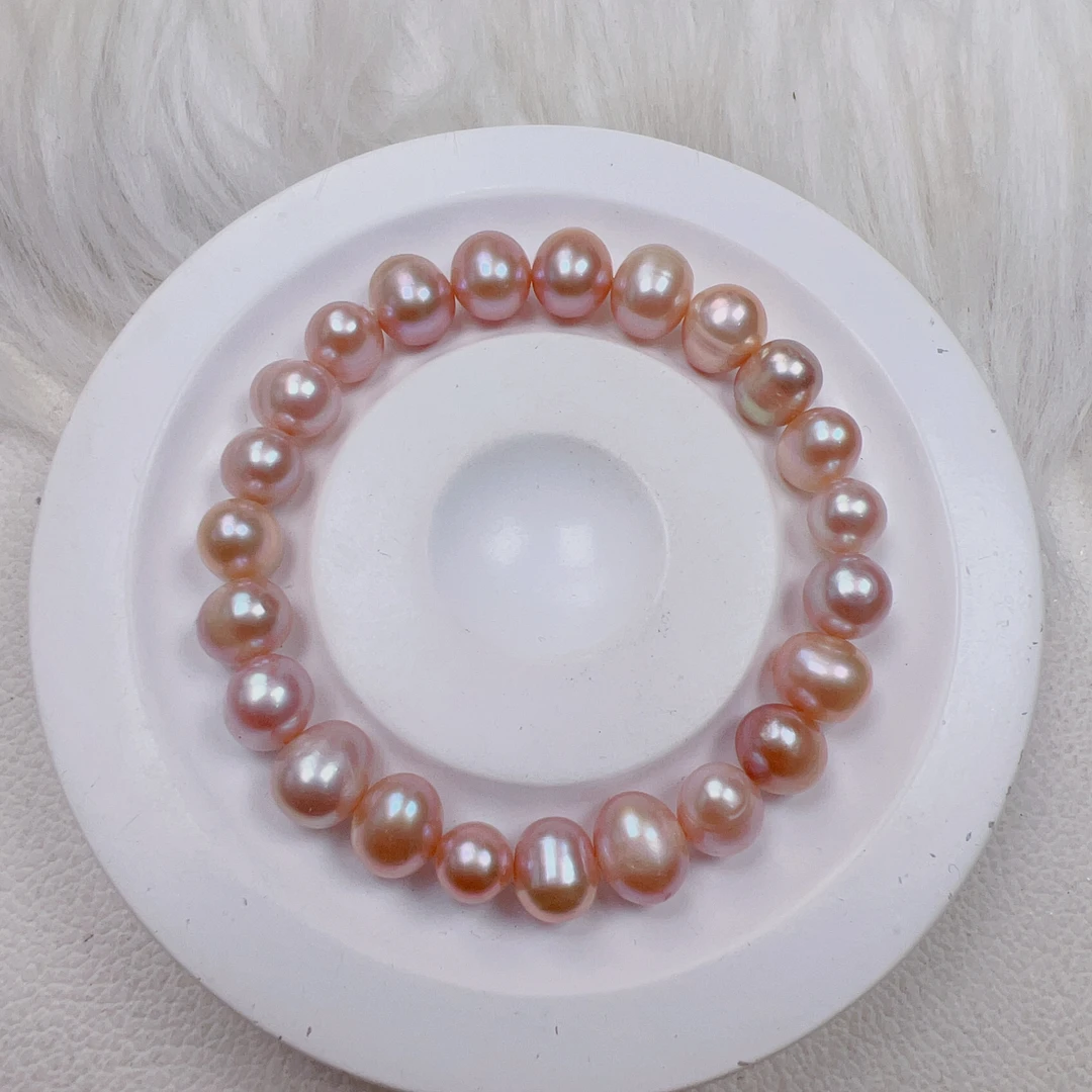 【浅紫玫瑰】7.5-8.5mm天然淡水珍珠大点位轻奢梦幻紫手链 DSL00742