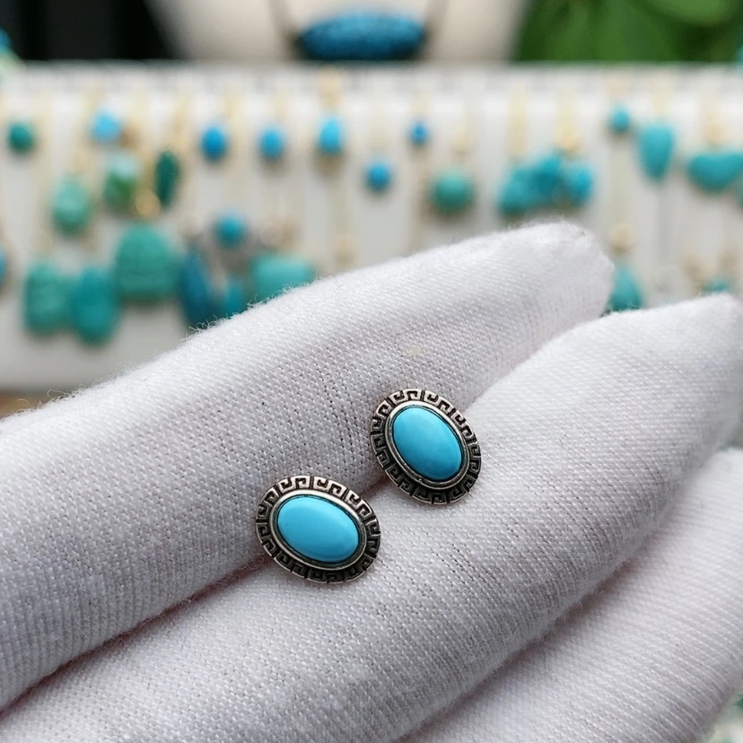 【闪购商品】绿松石配饰银S925镶嵌涂*草