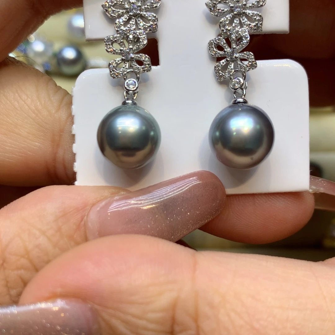 银S925镶嵌耳饰海水珍珠