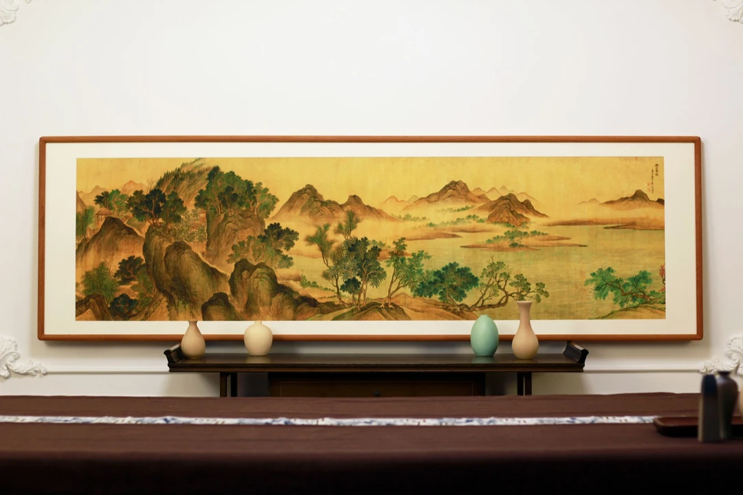 《湖山春暖图》-微喷客厅装饰画沙发背景墙餐厅玄关厂家直销
