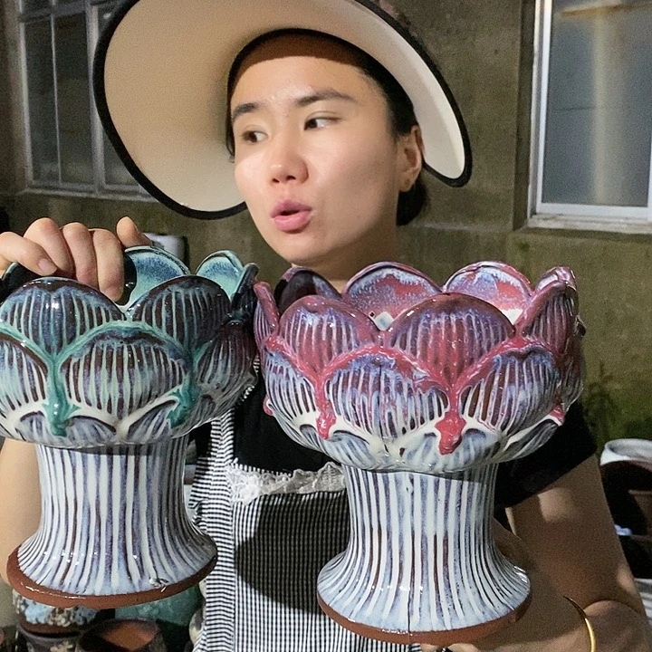 紫砂花盆瑕疵口17高20