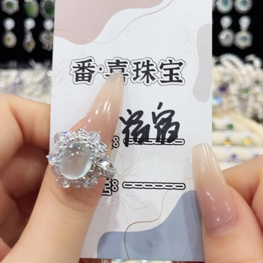 蛇纹石玉银S925镶嵌戒指宿*戒指
