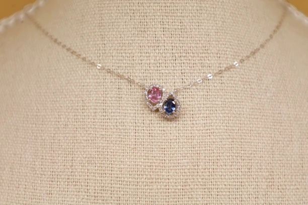 18k金彩蓝宝锁骨链宝石 约0.66ct