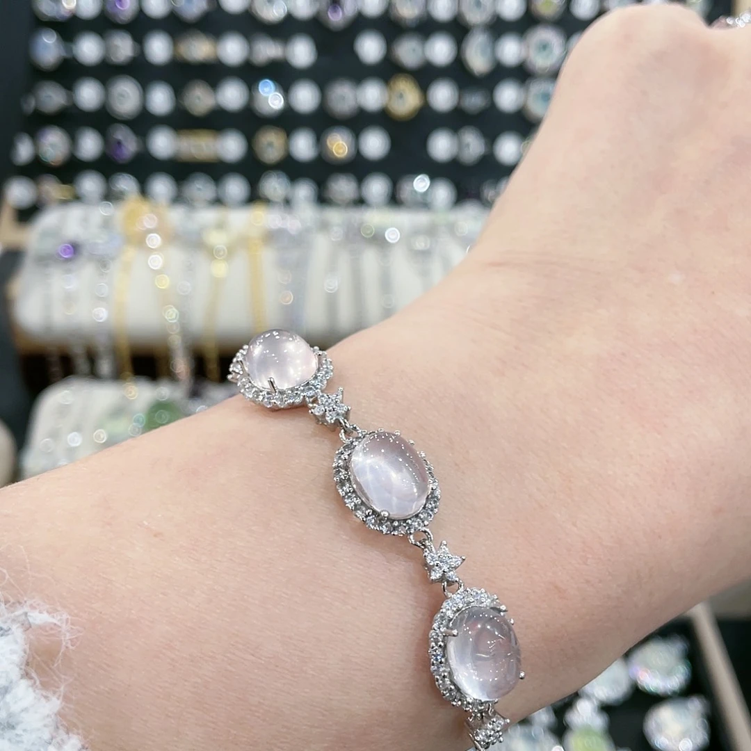 芙蓉石手链银S925镶嵌+****.