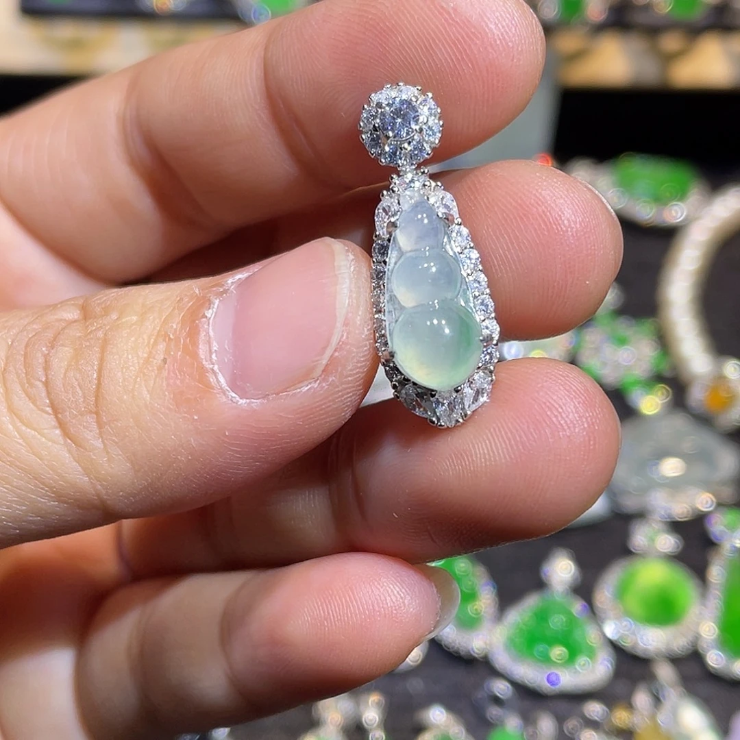 翡翠银S925镶嵌吊坠(不含链)