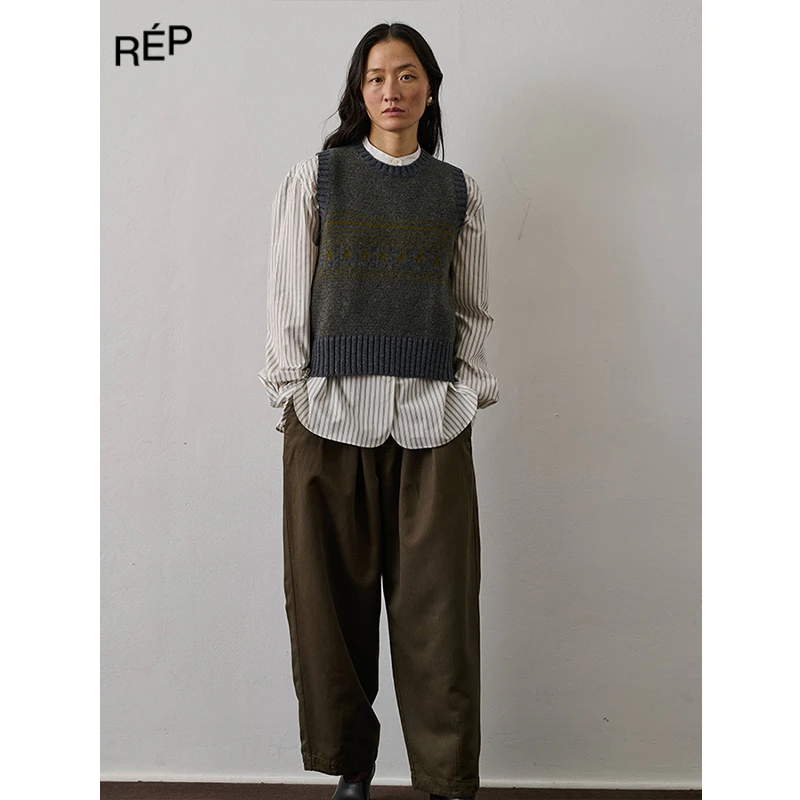 REP-SOEUR设计师品牌灰色混织针织马甲 25FW新款