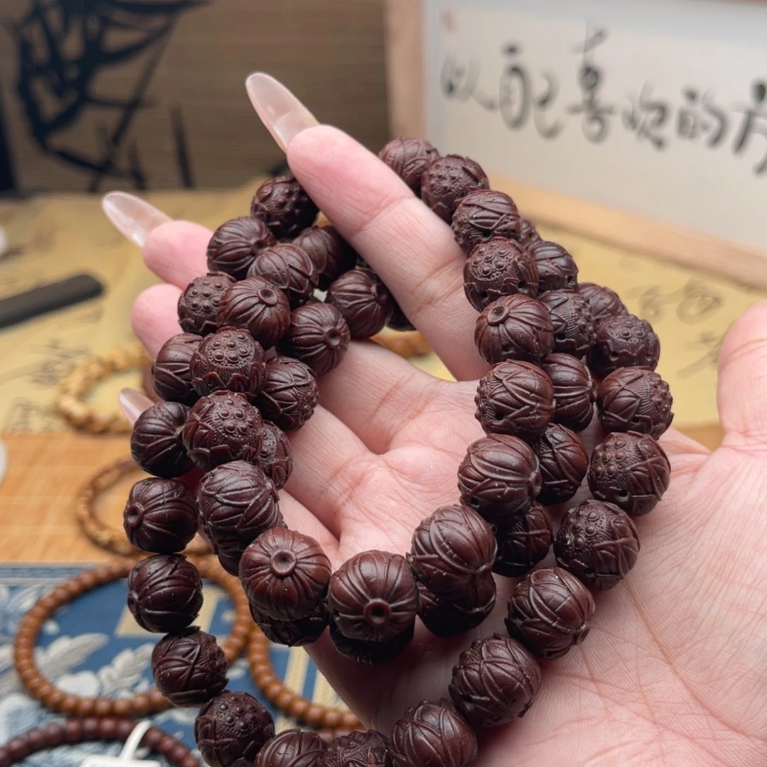 手串紫金鼠半实心雕刻莲花脖挂