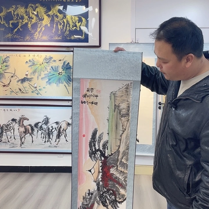 国画富水长流手绘作品
