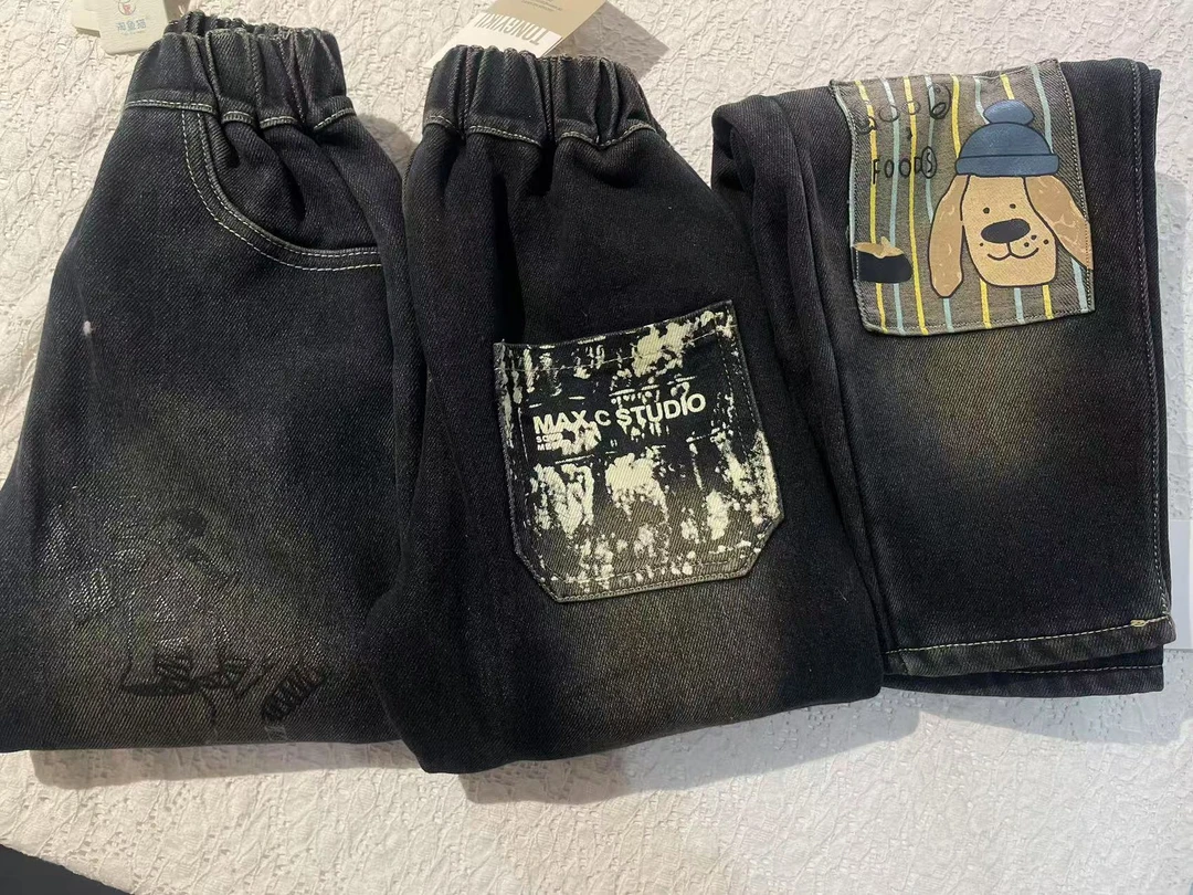 男童牛仔裤加厚新款酷帅儿童冬装洋气休闲裤