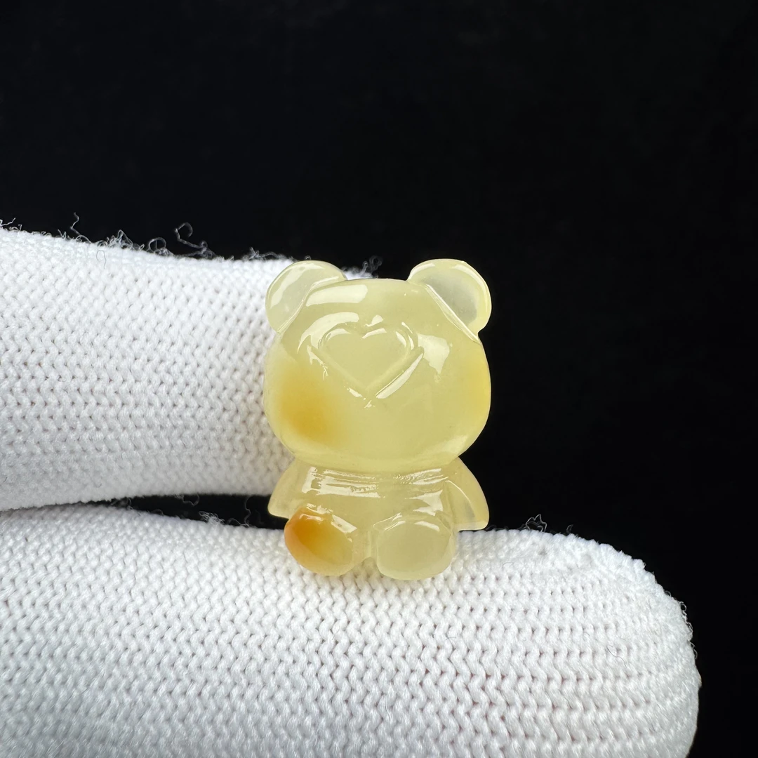 D3069【微瑕】天然原矿蜜蜡 雕刻小熊15*20mm支持复检假一罚十