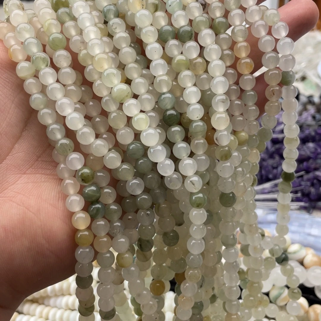 玛瑙/玉髓合金珠宝半成品两条装卡6mm天山翠圆珠