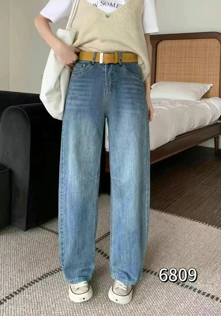 妞总家6809弯刀裤春季上新新款时尚牛仔裤休闲百搭显瘦水洗