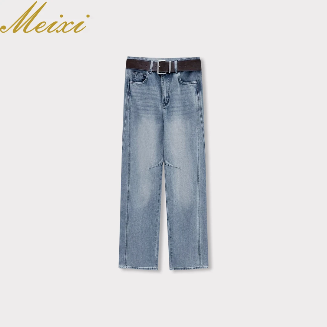 【Design 玫希】奢品定制【弯刀牛仔】显瘦休闲直筒牛仔裤