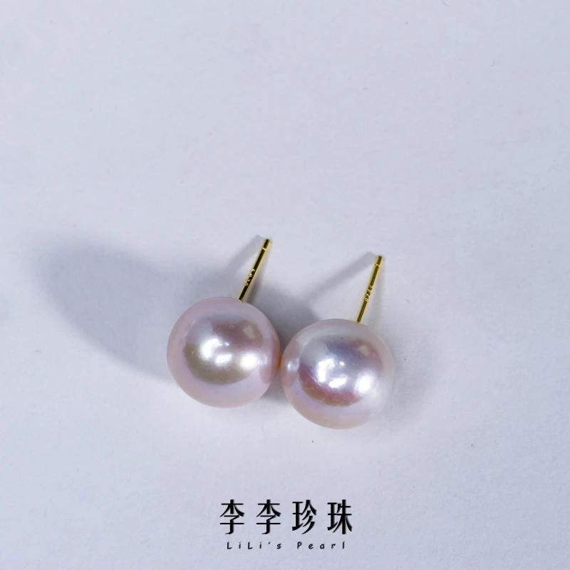 【李李珍珠】S925银 淡水曼塔玫瑰耳钉 12-13mm