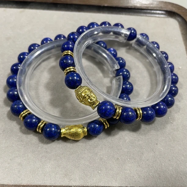 C742 青金石 卡8mm 圆珠单圈手串 配饰款