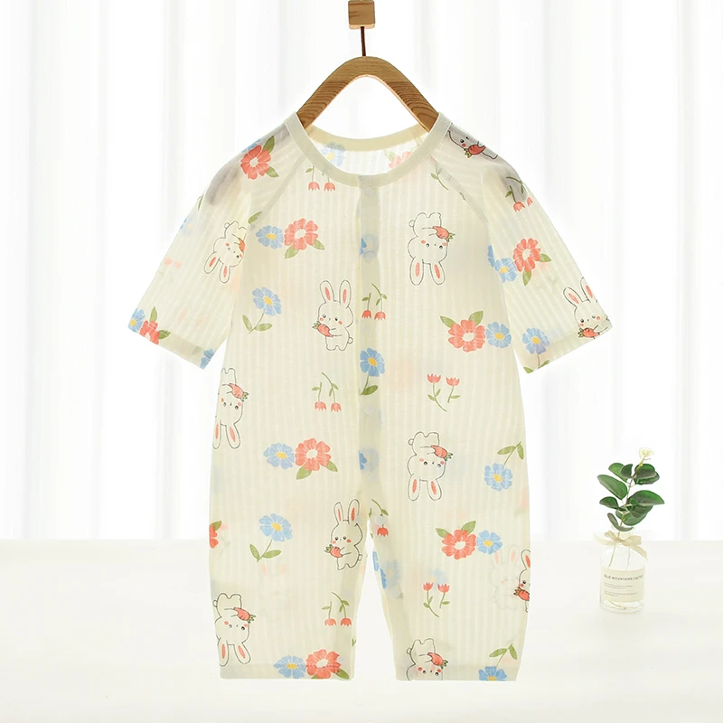 【宠丝福利】A类纯棉夏季婴儿空调服连体衣新生儿薄款无骨透气爬服