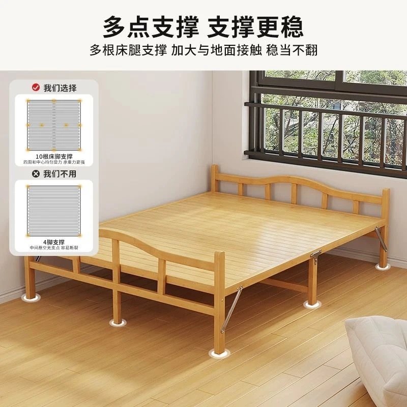 竹床折叠床双人简用成人午休出租房硬板凉床竹板床