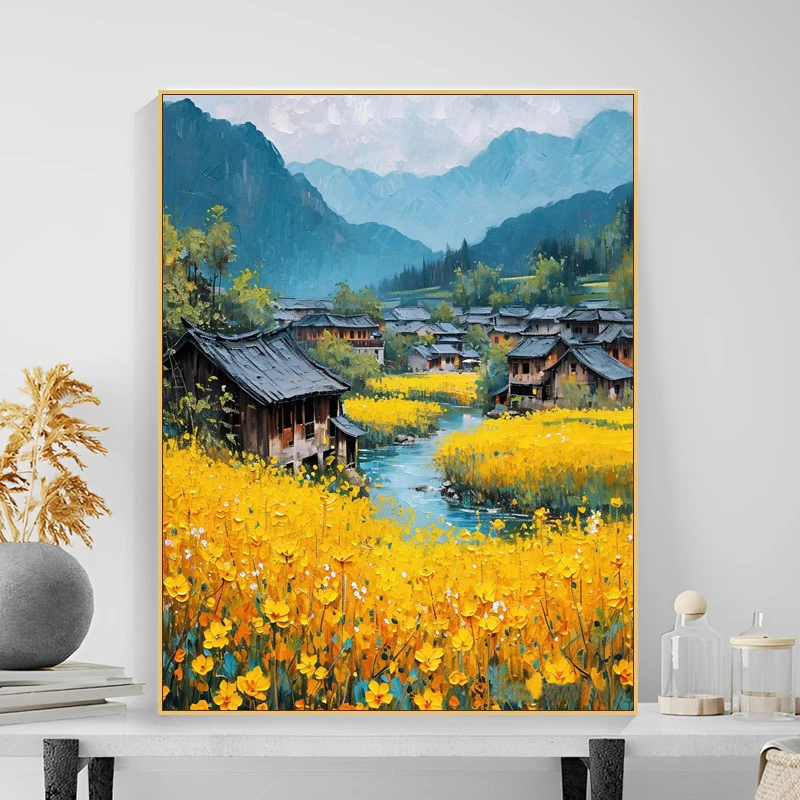 DIY数字画高颜值新款纯手绘解压优美风景图手绘涂鸦客厅餐厅挂画