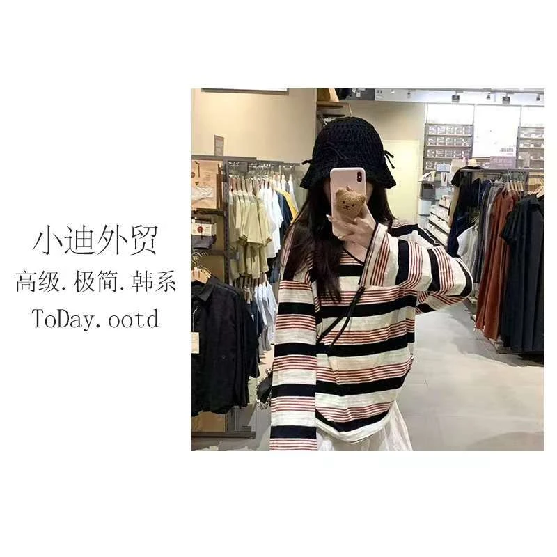 【简雅条纹】韩国单！夏季复古条纹长袖韩系圆领
