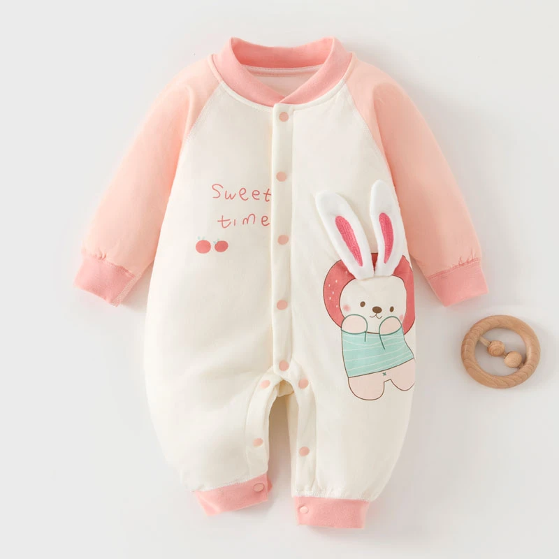 秋冬婴儿连体棉袄夹棉加厚40g宝宝棉服可爱卡通新生儿睡袋开衫春