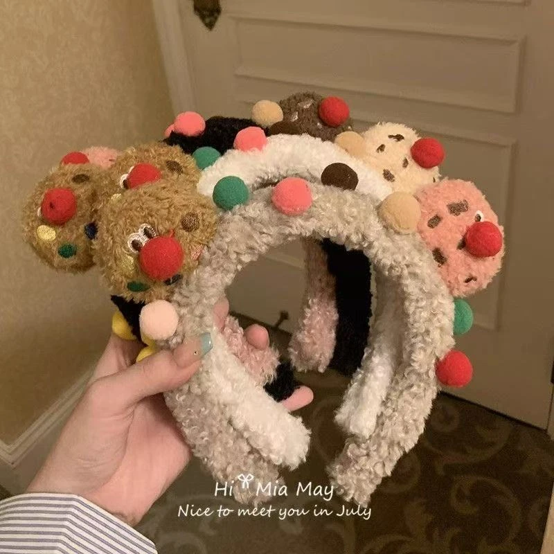 搞怪曲奇毛绒发箍少女可爱洗脸化妆头箍百搭发饰韩版秋冬简约头饰