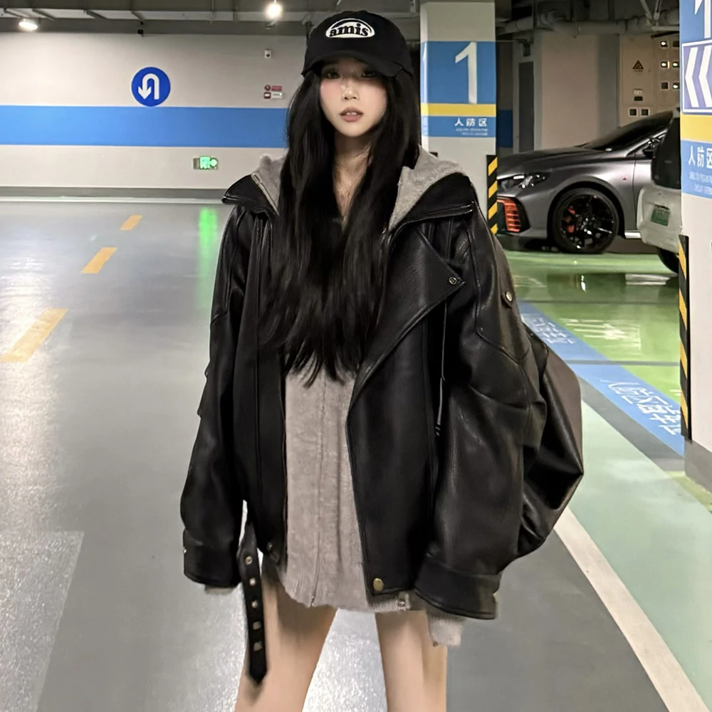 海宁高级感皮衣机车外套女装皮夹克2025秋季新款百搭加绒宽松上衣