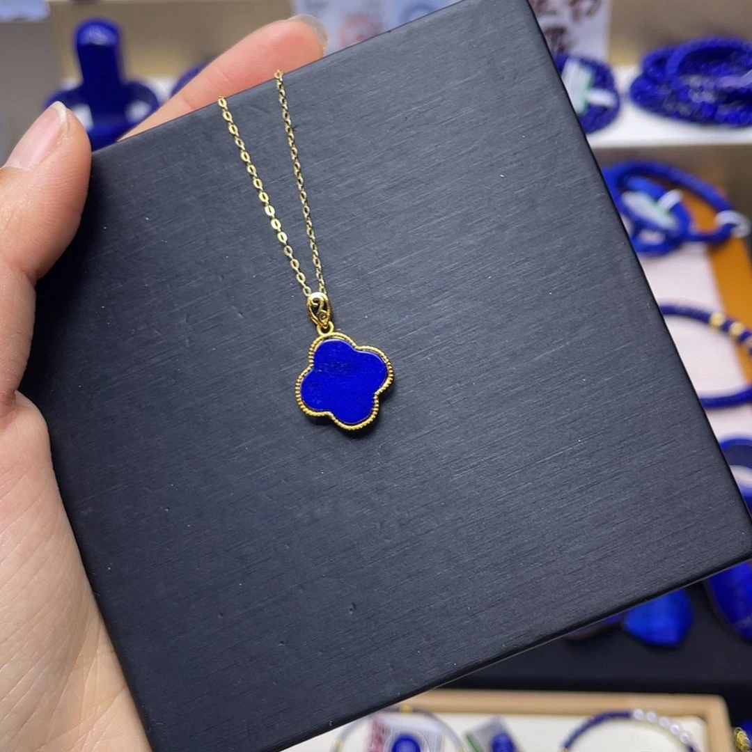 青金石吊坠银S925镀金镶嵌