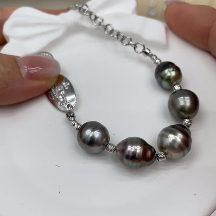 手绳银S925镶嵌海水珍珠
