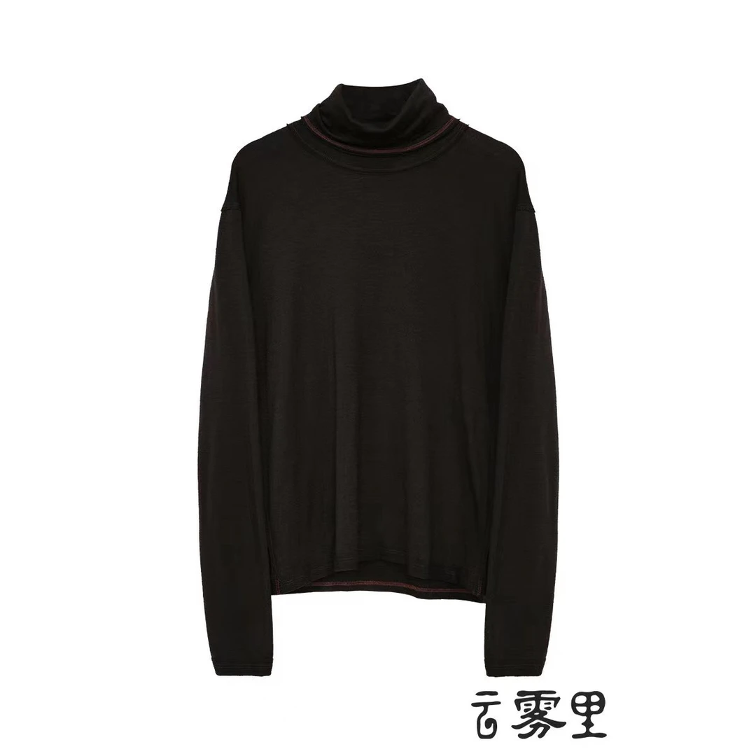 云雾里 原创设计3177复古文艺松弛感保暖纯羊毛针织高领长袖T