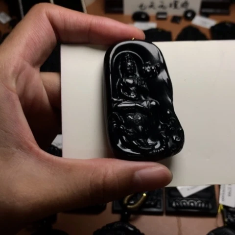 天*天然缅甸a货钢琴黑挂件