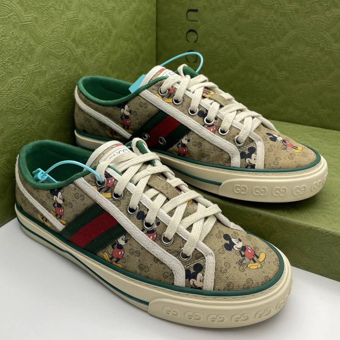 95新 GUCCI/古驰 37.5欧码/迪士尼联名款米奇1977休闲板鞋