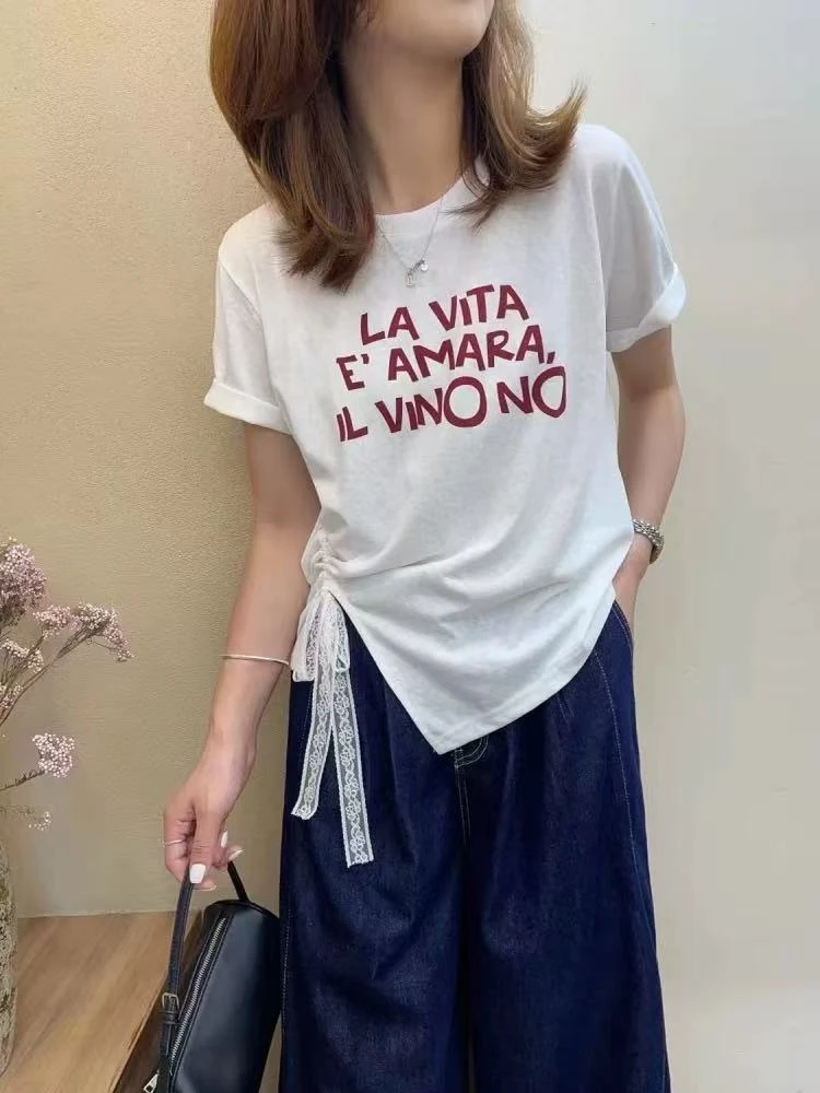 无运险【JIAXUPANG】掐褶印花半袖