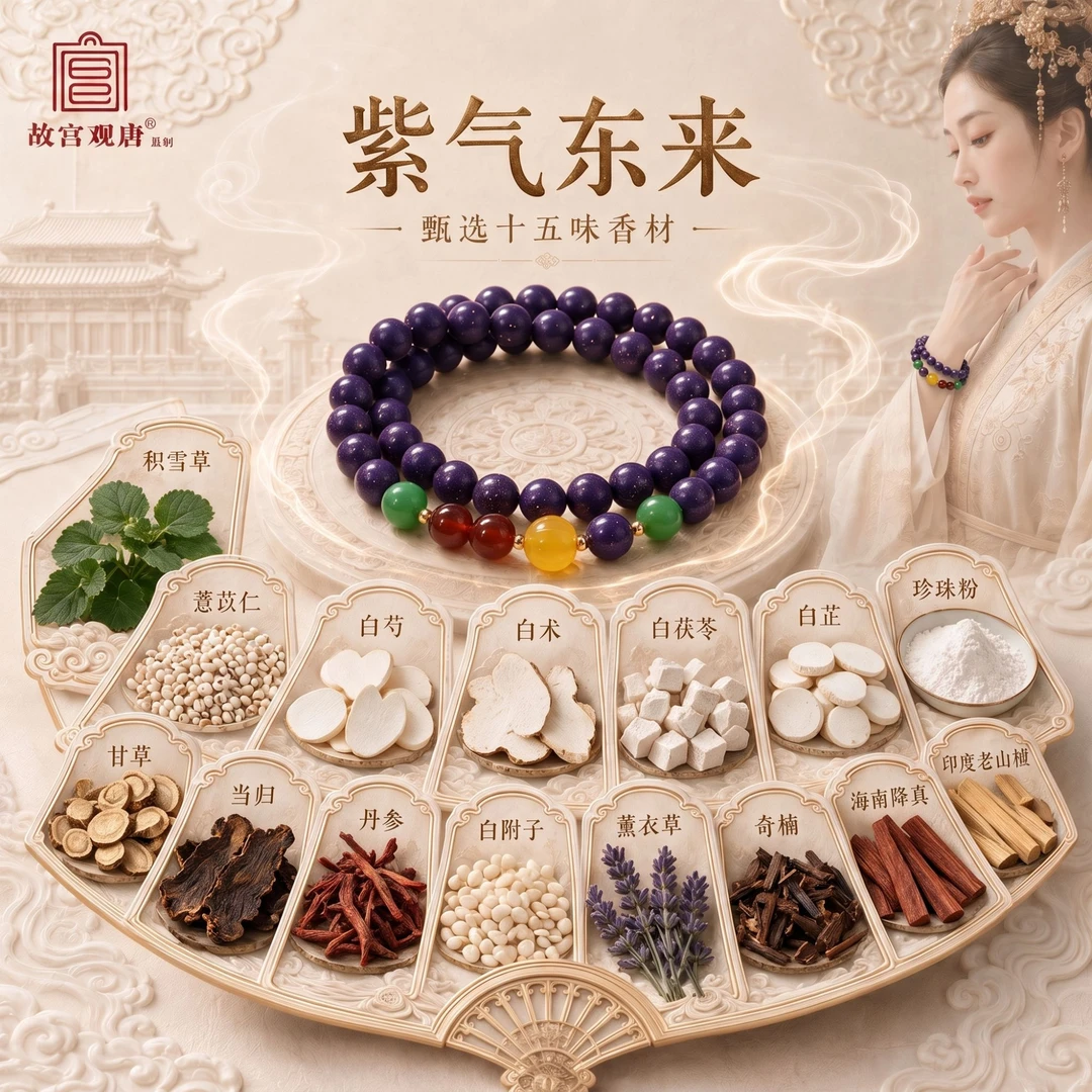 官方正品·故宫观唐[紫气东来]宫廷传承手作合香珠双圈设计款