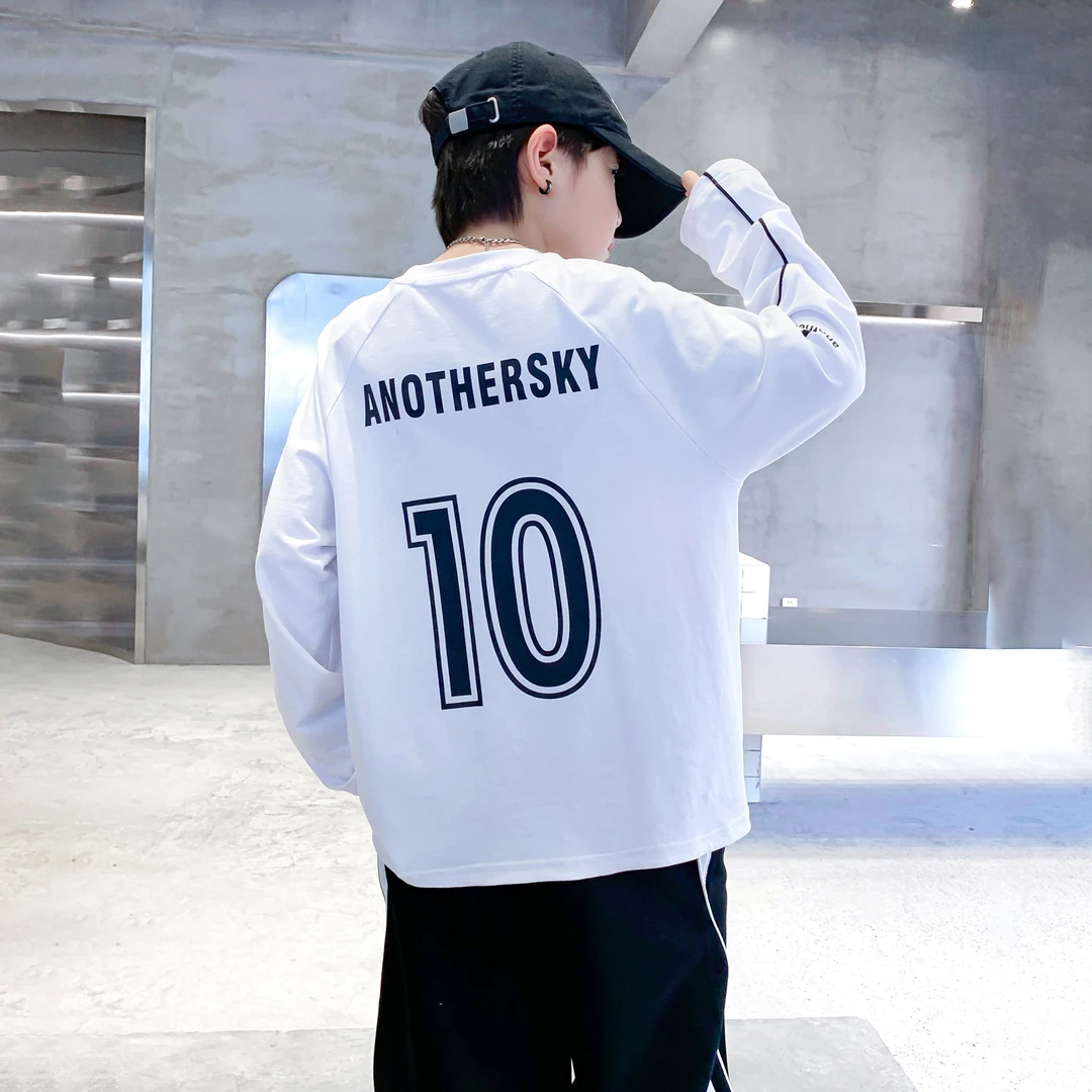 男童秋季户外运动纯棉长袖t恤2025新款儿童装宽松打底中大童上衣