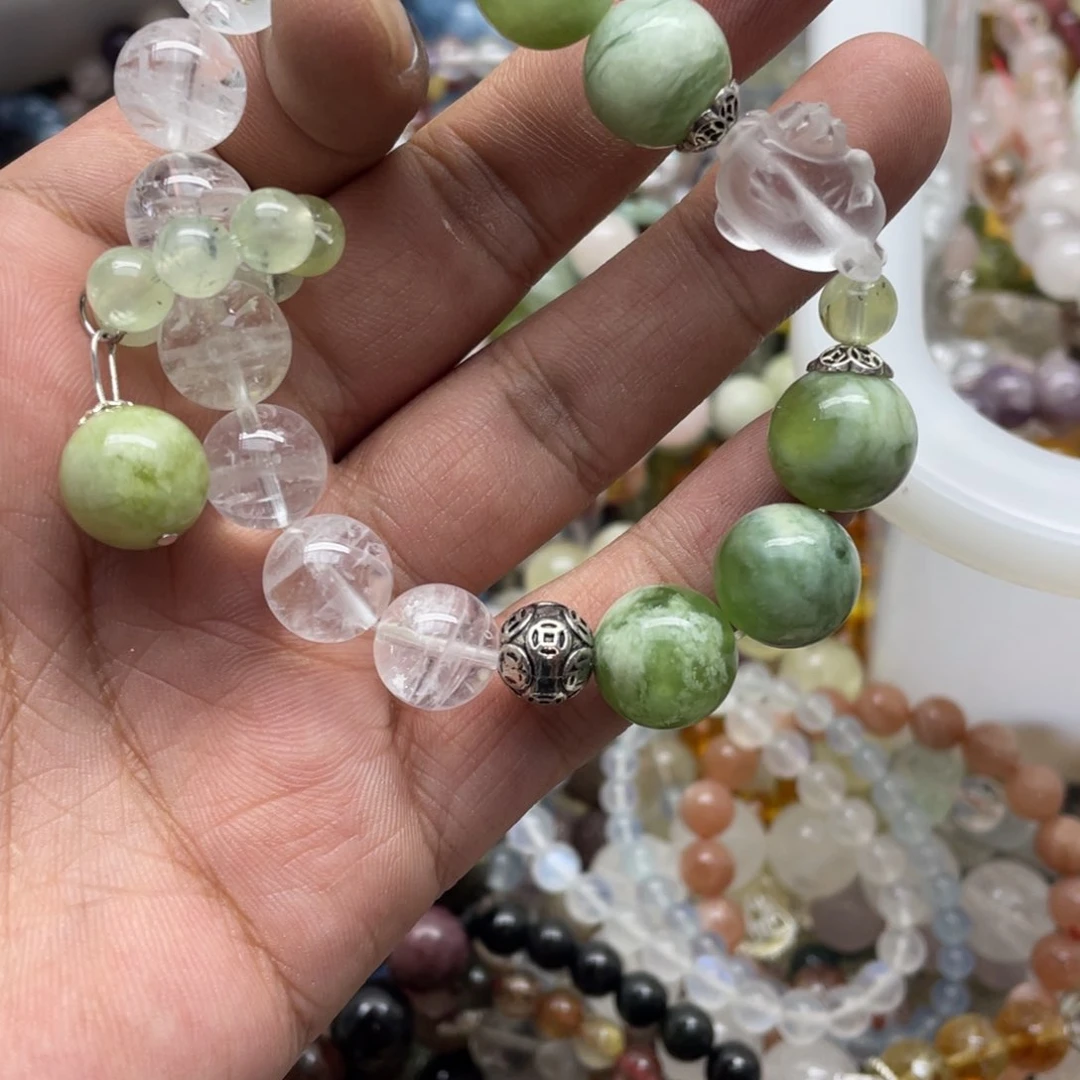 银S925镶嵌手链烟晶