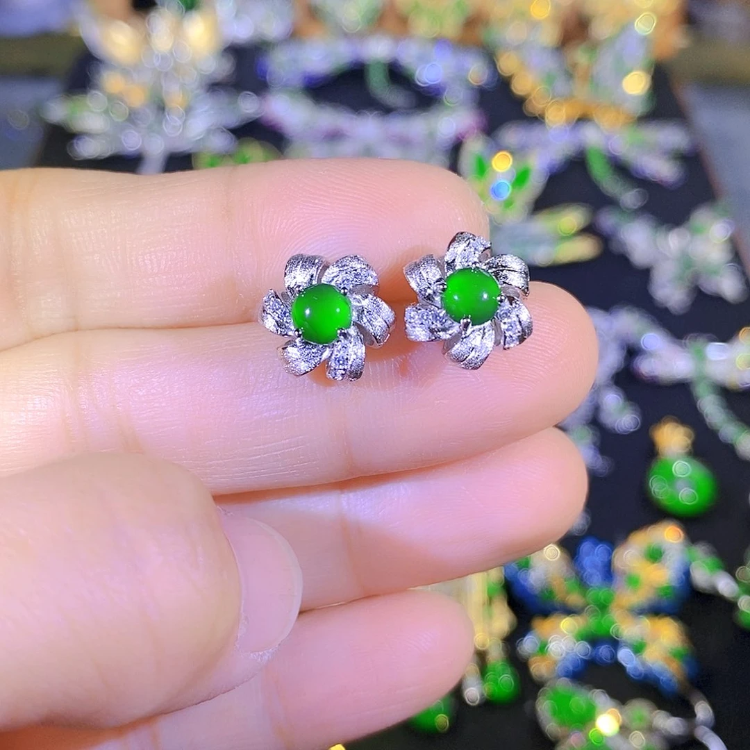 吊坠(不含链)银S925镶嵌翡翠