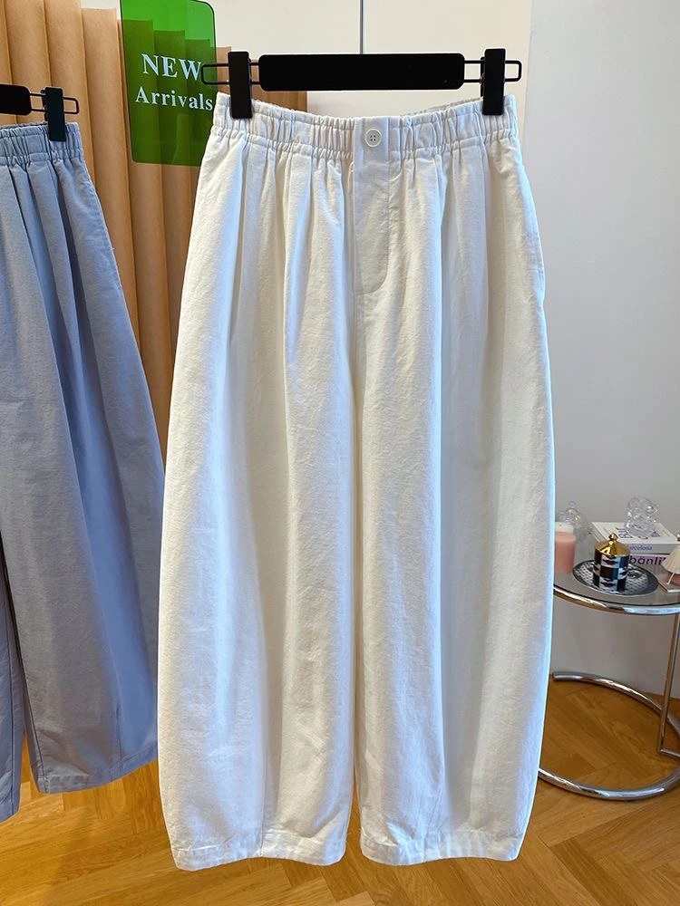 春夏休闲裤早春女式直筒九分裤松紧腰洋气百搭休闲裤2025夏装