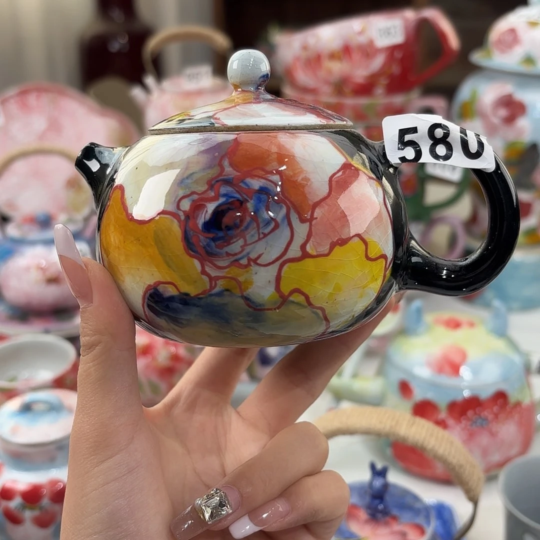 瓷片景德镇手绘高温釉下彩陶瓷茶具